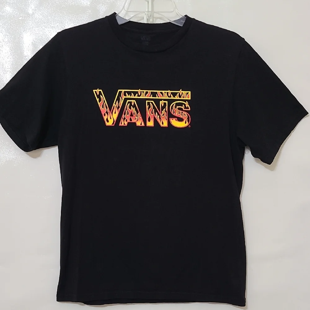Vans Kids Black Short Sleeve‎ Tee T-Shirt Graphic Logo 100% Cotton - Size XL